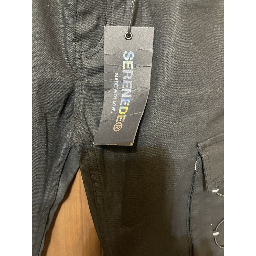 Serenede 1111 Waxed Cargo Jeans Black Stacked Slim Skinny Bungee Men’s 30 NWT - Picture 5 of 7